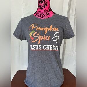 Fall Christian Shirt “Pumpkin Spice & Jesus Christ” Size Small
